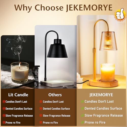 Candle Warmer Lamp with Timer - Electric Wax Melter Flameless Burner Heater | Adjustable Height and Brightness Jar Candles Lamps Suitable Various Holiday Warming Gifts with Gifts for Women with 2 Bulbs