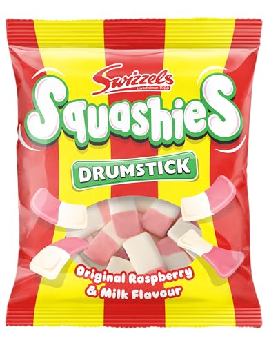 Swizzels Squashies Sweets, Drumstick Original - Raspberry and Milk Flavour- Single Pack 120g - S&S 64p