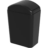 Feicanhao 4.5 Gallon Plastic Garbage Can with Swing Lid, Slim, Black | Trash Bin for Bathroom