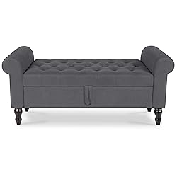Polar Aurora Storage Bench with Upholstered Rolled