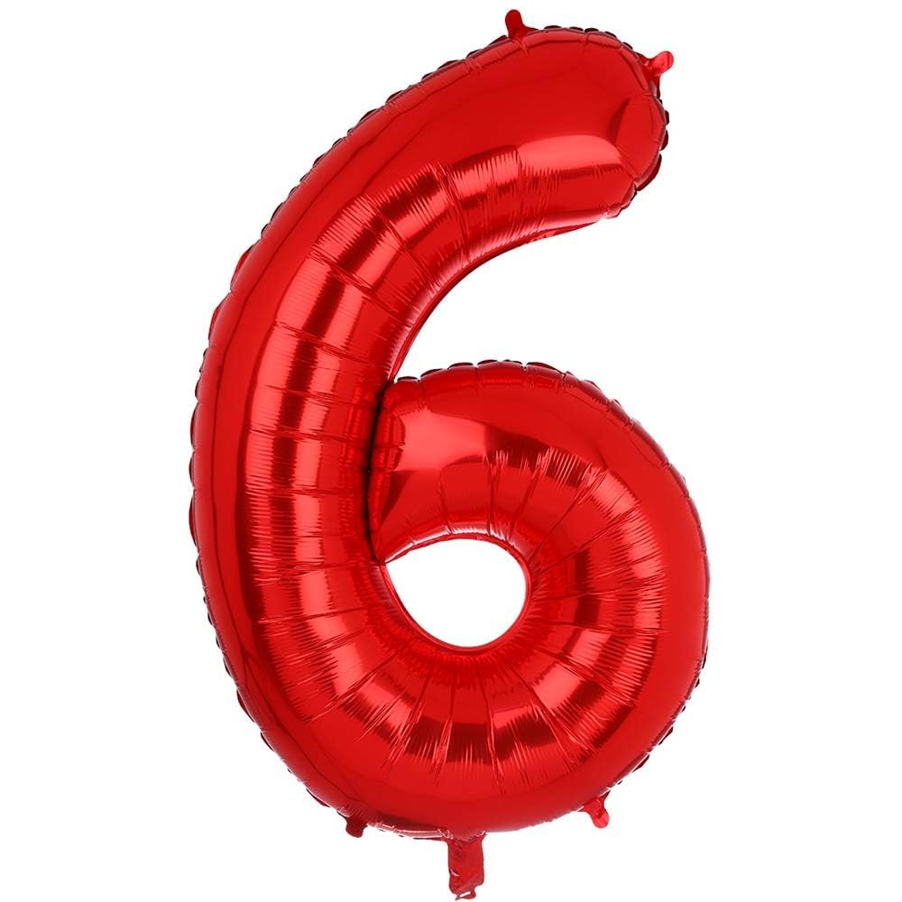 100 cm Large Red Number 6 Foil Balloon Foil Mylar Giant Girl Helium Balloons Birthday Party Decoration Supplies Baby