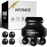 HYAKO F1 4-Heads Handheld Electric Deep Tissue Body Massager – Portable Orbital Professional Muscle Massager Tool for Easing Shoulder and Back Tension and Chiropractic Tool for Myofascial Release