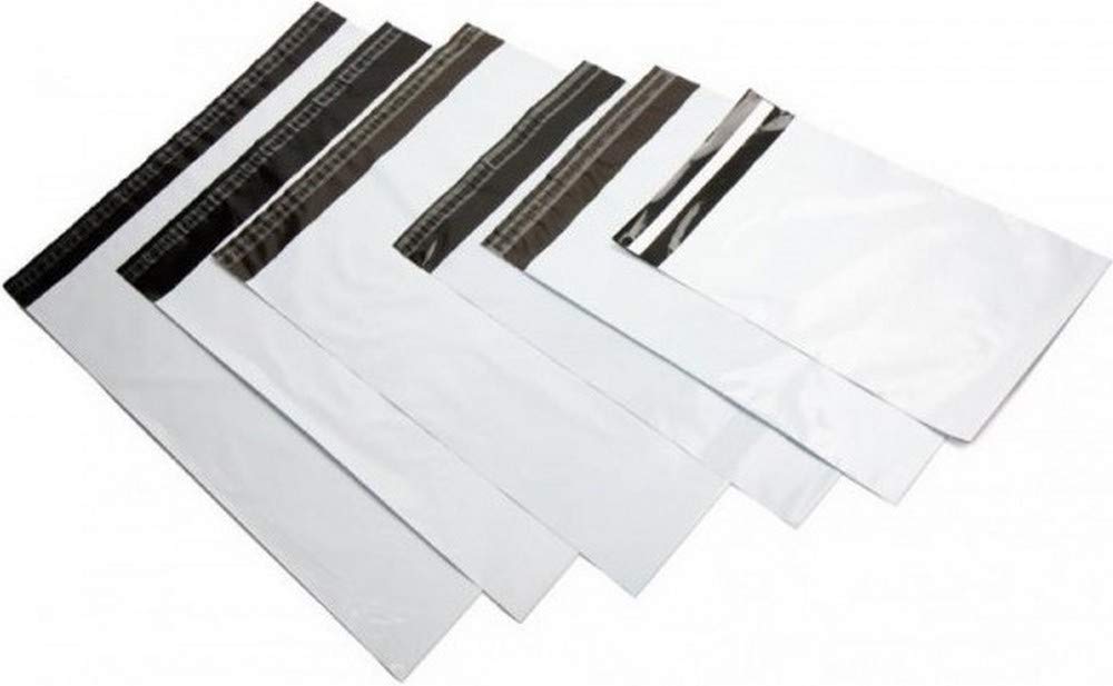 logei® Pack of 100 Plastic Mailing Bags Mailing Envelopes White + Black 25cm x 35cm