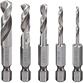 Saipe 5pcs 1/4" Quick Change Hex Shank Metal Stubby Drill Bits Short Drill Bit Set HSS M2 for Right-Angle Drill Attachment an