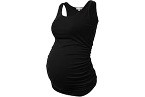 BHOME Maternity Tank Tops for Women Ruched Sleeveless Basic Tops Maternity Shirt Vest Pregnancy Tee