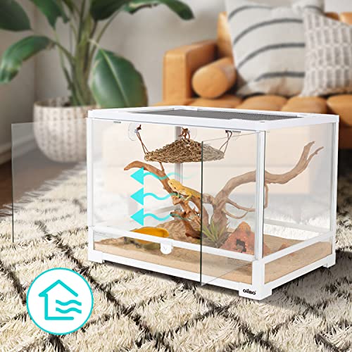 OIIBO 30 Gallon Reptile Tank, 24" x 18" x 18" Front Opening Reptile