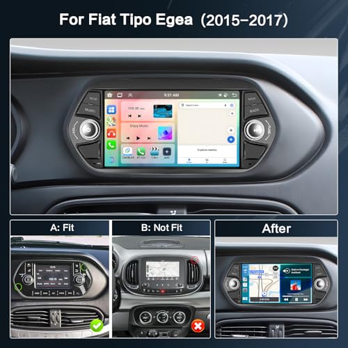Inefala 8 Core 6+128G Radio for Fiat Tipo Egea 2015-2017 Android 15 with Wireless Carplay and Android Auto, 7'' Touch Screen Stereo Radio with Bluetooth 59UI 32 EQ DSP GPS FM/RDS SWC Reverse Camera