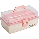 Kinsorcai 12'' Three-Layer Clear Plastic Storage Box/Tool Box, Multipurpose Organizer and Portable Handled Storage Case for Art Craft and Cosmetic (White)