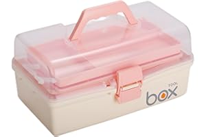 Kinsorcai 12'' Three-Layer Clear Plastic Storage Box/Tool Box, Multipurpose Organizer and Portable Handled Storage Case for Art Craft and Cosmetic (White)