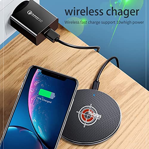 Hucares Wireless Charger 10W Max Fast Charging Pad Compatible with iPhone 13/12/SE 2020/11/XS Max/XR/X/8 10W Compatible Samsung Galaxy S21/S20/S10/S9/S8/Note 20/10 LG AirPods Pro(No AC Adapter)