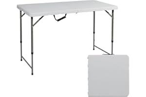 Soges 48 Inches Portable Folding Table, Patio Table, White, 48x24 Inch, 6 Person, Weatherproof, No Assembly, HP-122CZ-CA