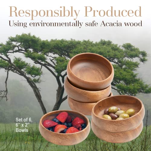 Woodard & Charles Acacia Wood Snack Serving Bowl, 6" x 2" (Set of 6) - Image 9