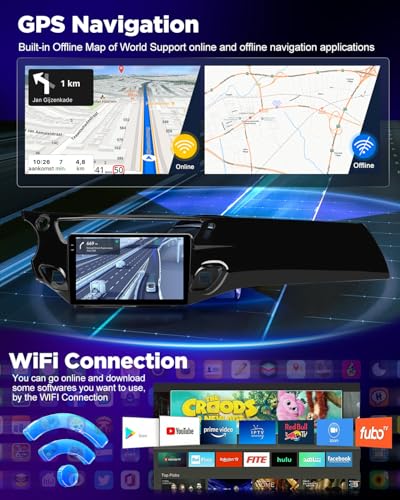 NHOPEEW 4+64G Android Car Radio for Citroën C3 2009-2016 with Wireless Carplay and Android Car – 9 Inch incell Screen Support WiFi GPS Steering Wheel Controls + Reversing Camera, Canbus