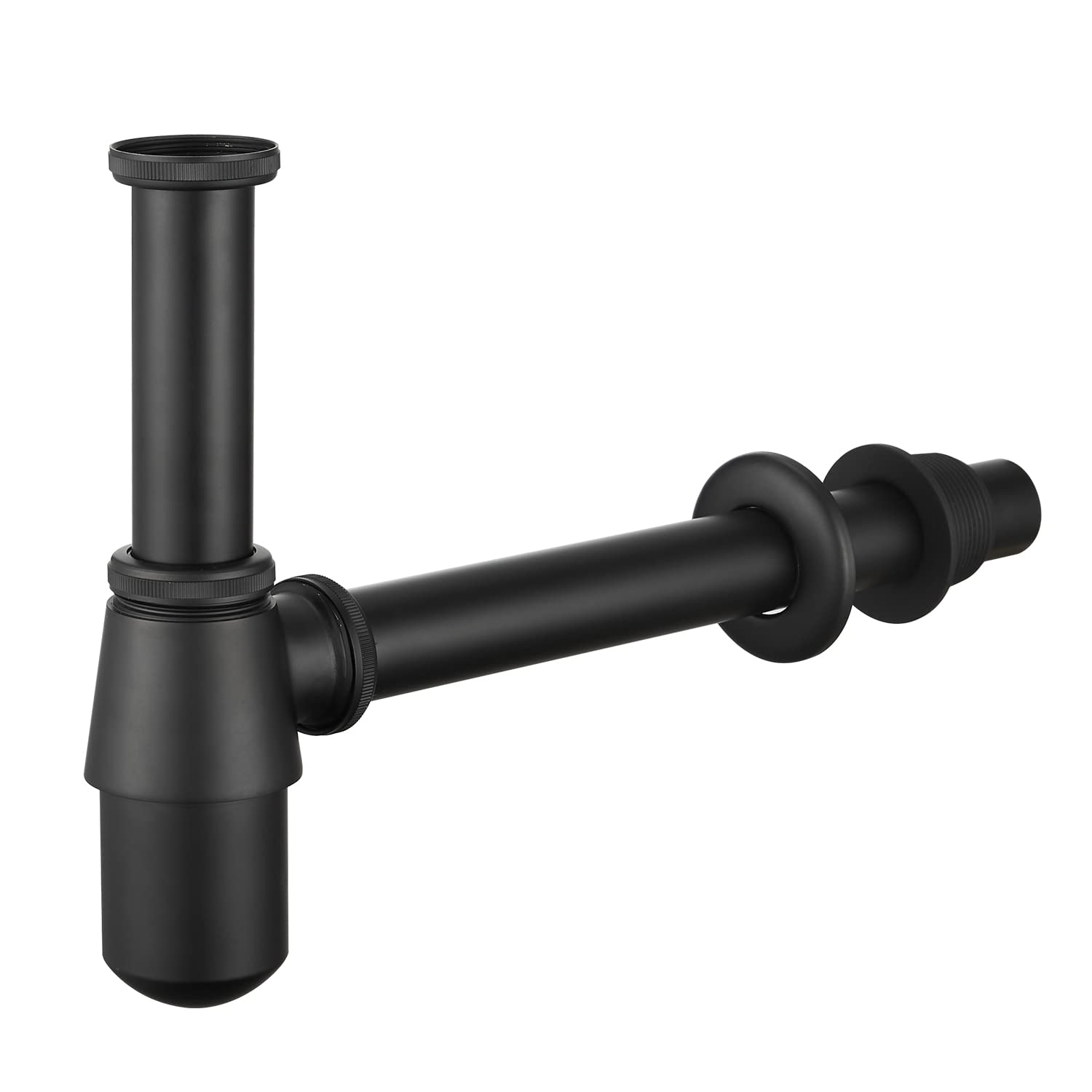 Photo 1 of Miraga Bathroom Bottle P Trap Waste Pipe 1-1/4 inch Slip Inlet Drain, Lavatory Adjustable Basin Sink Waste Pipe Drain P-Trap Kit, General US/CA Standard, Matte Black