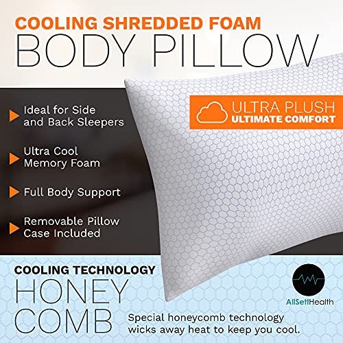 XXL Shredded Memory Foam Body Pillow Long Cooling Bed Pillow For