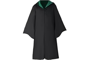 iMiibel Wizard Robe with Hooded, Black Wizard Cloak Costume for Adult and Teens, Halloween Costume for Men Women