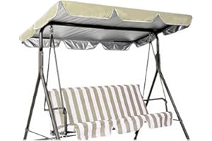 JEWELTH Swing Canopy Replacement Top, Outdoor Patio Replacement, 3 Seat Cover for Porch Garden (Beige/64 x 44 5.9), Three Sizes