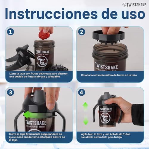 Mini Cup Vaso de Aprendizaje para Beber con Antiderrame Boquilla de Blanda 230 ml, Taza de Entrenamiento para Sorber para Bebé y Mezclador de Frutas, Sin BPA, 4+ Meses, Negro