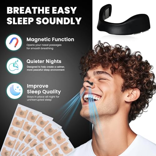 Nozibye Nose Strips Magnetic Nasal Strips for Breathing, Comfortable & Strong Adhesion, for Night Use & Sport (Black, 30 Pairs)