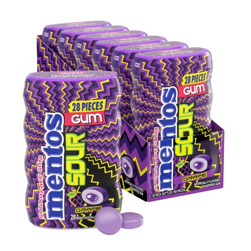 Mentos SOUR SugarFree Chewing Gum with Xylitol, Sour Grape Flavored