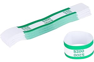 NUCOUN Currency Band Bundles,Self-Adhesive,Money Bands for Cash,Bills Currency Straps,Organizer Dollar,$200 Green Pack of 150