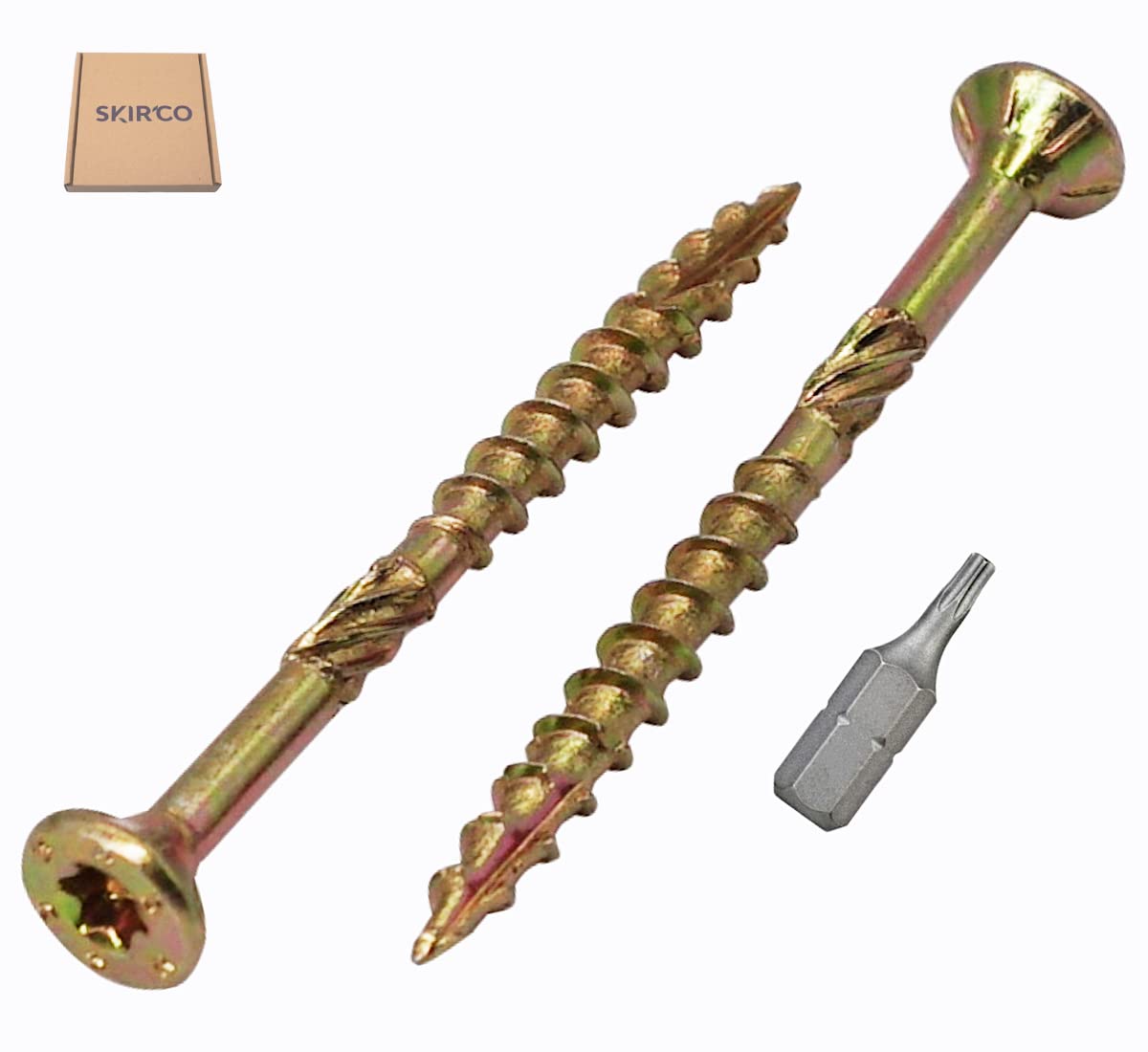 SKIR'CO (Pack of 100 pcs) Universal Zinc Plated Steel 3.0 x 35 mm Wood Screws, Countersunk Head, Torx Head, Type 17, Chipboard Screws (100, 3.0 x 35 mm)