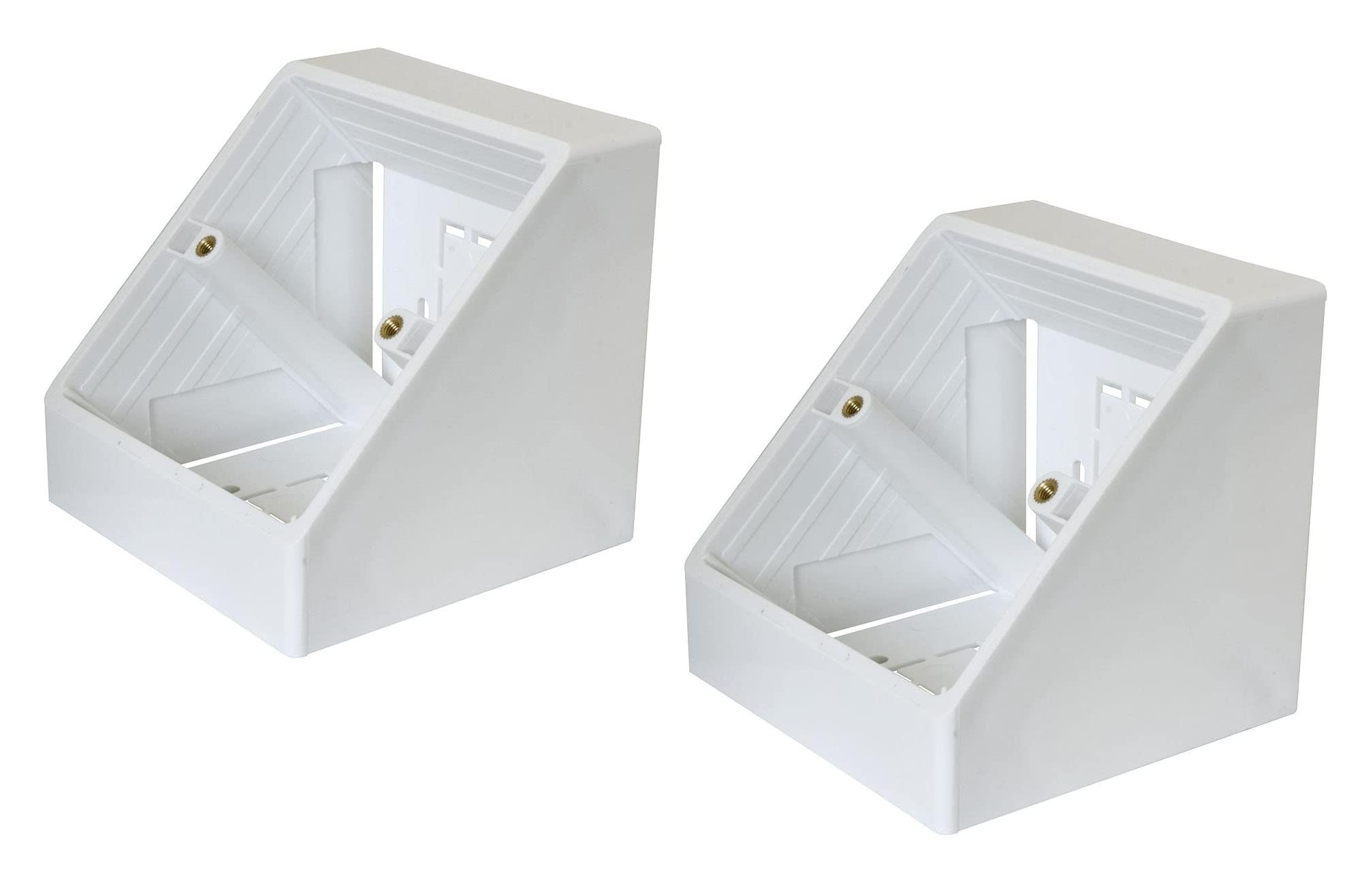Auline 45 Degree Angled Pattress Surface Mounted Back Box in White (2, Single 1 Gang)