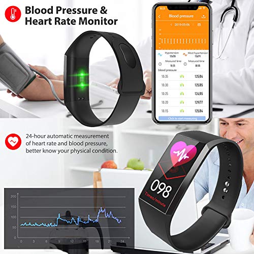 Fitness Tracker Watch, Smart Watch with Heart Rate Monitor Blood Pressure Monitor, IPX7 Waterproof Pedometer Watch with Sleep Monitor Smart Bracelet Watch with Step Counter, Calorie Counter
