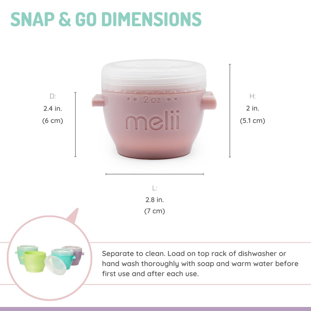 melii Snap & Go Baby Food Freezer Storage Containers & Snack Containers, 2 oz / 59 ml