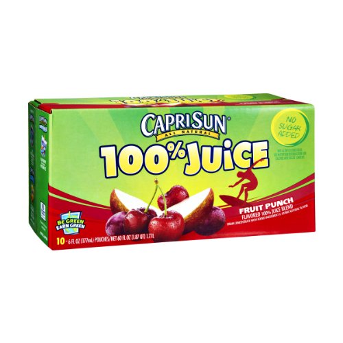 CAPRI SUN 100% JUICE ALL NATURAL FRUIT PUNCH JUICE POUCHES – 10 PK