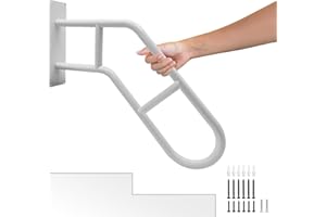 CIAO STILISTA Hand Rail for Outdoor Steps White, 28" Step Grab Bar for Outdoor, Garage Railing with Matte White Finished, Wall Mount Handrail for Outdoor Step, handrails for Outdoor 1-3 Steps for Porch,Garden