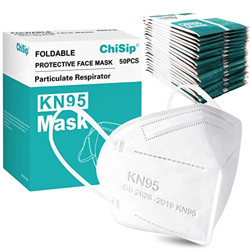 ChiSip KN95 Face Mask 50 Pcs, Individually Wrapped Lightweight