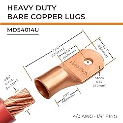 SELTERM 25pcs 4/0 AWG 1/4" Stud Battery Lugs, Ring