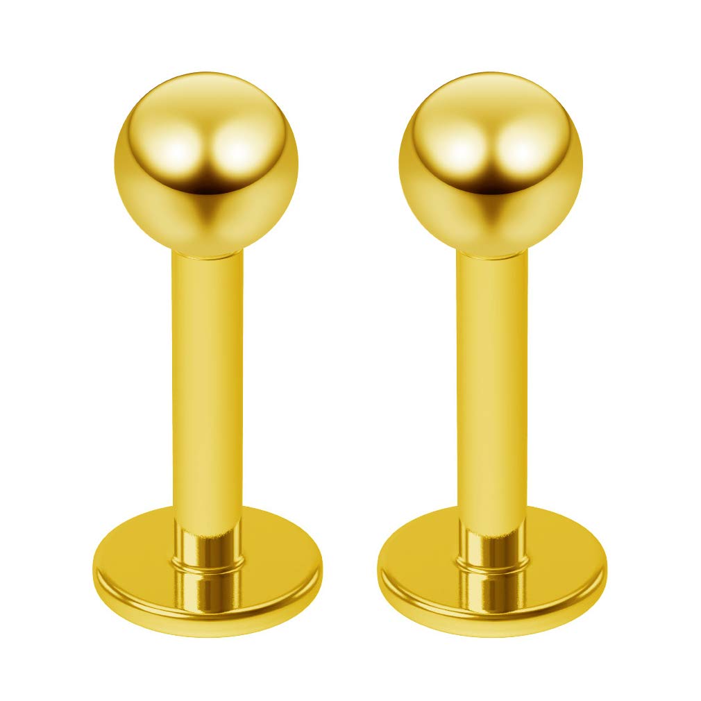 2pc 16g 1.2mm 3mm Gold Labret Bar Ring Studs for Men Women Snake Bites 6mm Tragus Helix Piercing Jewellery
