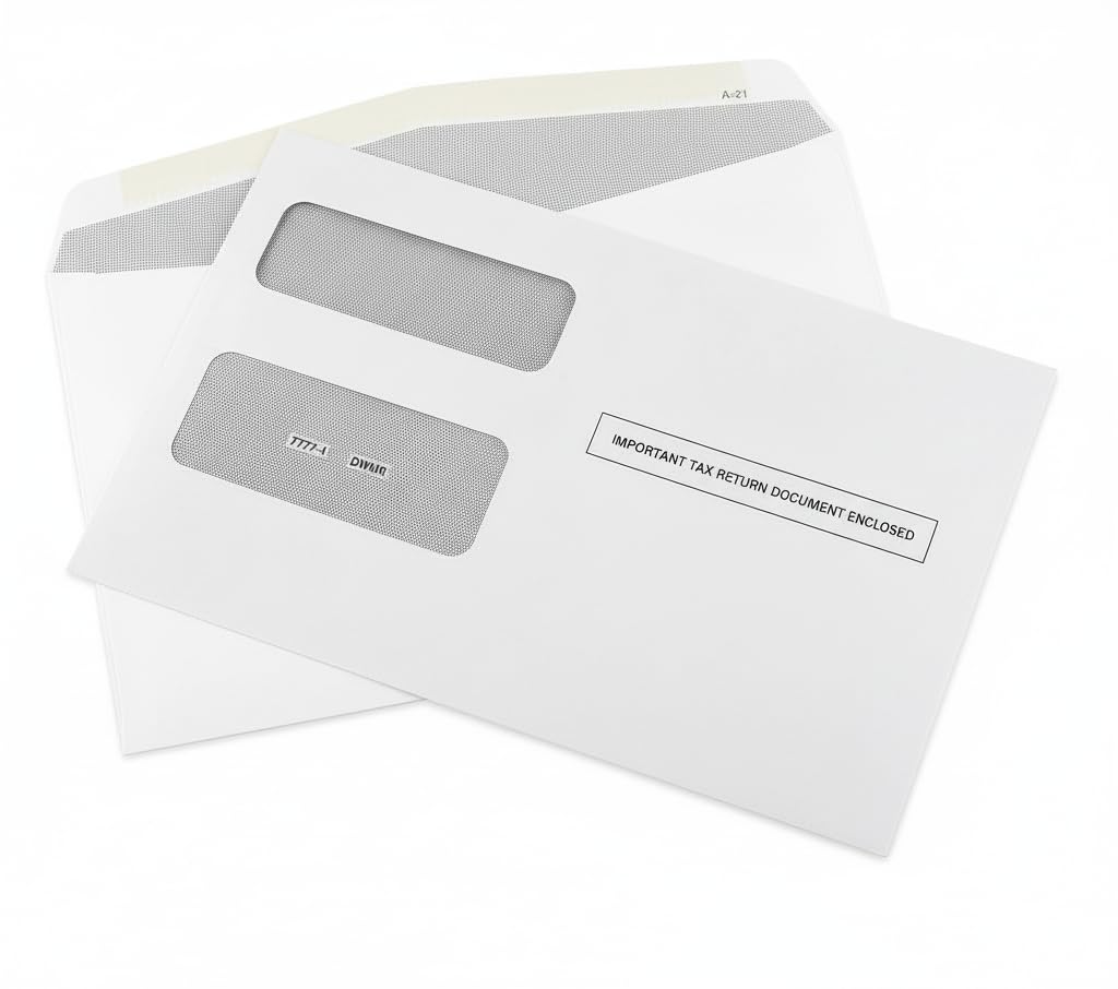 Photo 1 of 1099 MISC Tax envelopes, Double-Window Security Envelope for 1099 income Misc And 1099-R & DIV - INT, 1095 C Tax Form,5 5/8 Inch x 9 Inch, Gummed Flap, 25 Form Envelopes