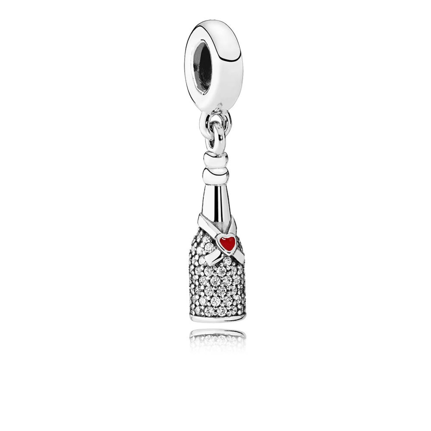 Pandora Passions Sparkling wine silver dangle with clear cubic zirconia and red enamel — image 1