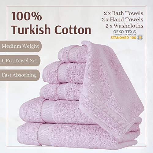 TEXTILOM 100 Turkish Cotton 6 Pcs Bath Towel Set, Luxury Bath Towels for Bathroom, Soft