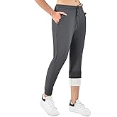 Walifrey Fleece Lined Joggers for Women with Pocket, Women's Warm Sweatpants for Winter Hiking Jogging and Workout