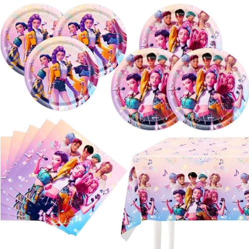 Demon Movie Hunters Party Tableware, 20 Plates and 20 Napkins and Tablecloth71 '' x 42 ''Demon Movie Hunters Party Birthday Party Decorate Supplies