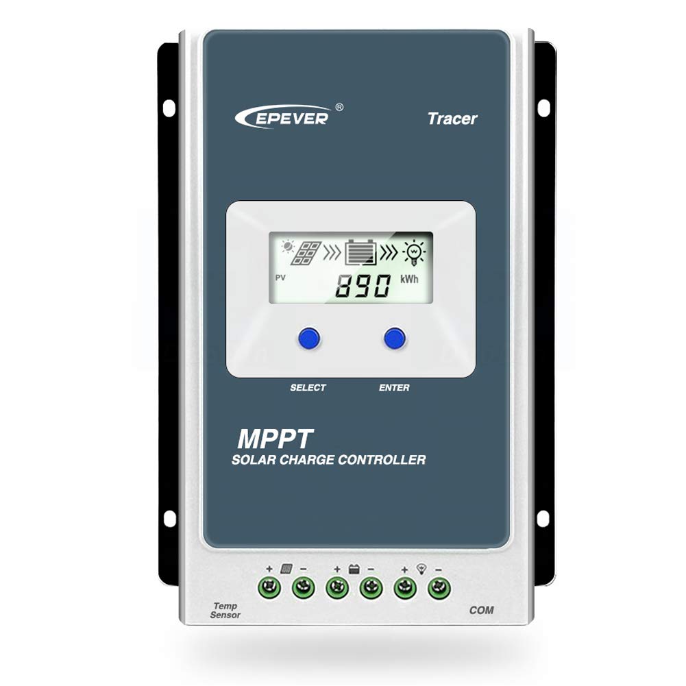 EPEVER MPPT Solar Charge Controller Tracer AN Series 10A/20A/30A/40A with 12V/24V DC Automatically Identifying System Voltage(10A)