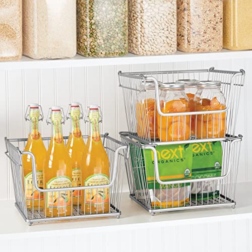 mDesign Modern Stackable Metal Food Storage Organizer Bin Basket with