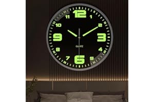 SundiooK Silent Wall Clock 12 Inch with Glow in Dark Design, Luminous for Large for Dial Easy Reading, Modern Home Decor Bedr