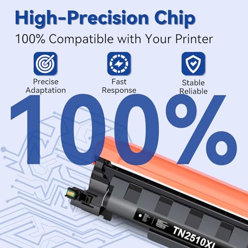 Lemero TN2510 TN2510XL Toner Compatible with Brother MFC-l2827dw Toner HL-L2400DWE MFC-L2800DW MFC-L2835DW MFC-L2860DW MFC-L2960DW MFC-L2980DW HL-L2445DW DCP-L2660DW DCP-L2627DW HL-L240 0DW Black x 4