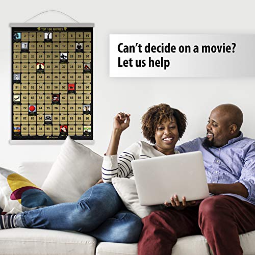 100 Movies Scratch Off Poster with Hanging Frame 17" (White) Iconic