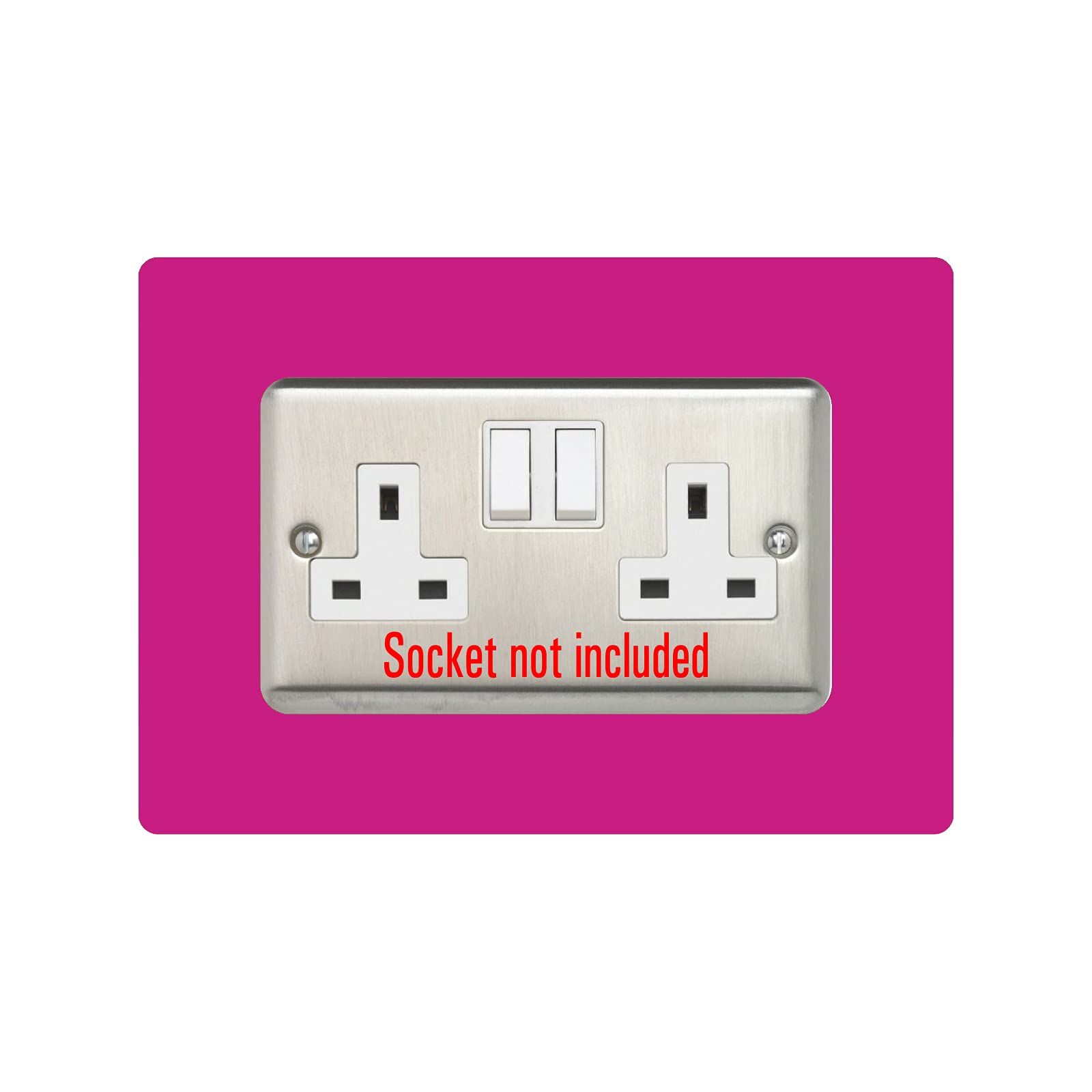 Double Socket Surround, Square Acrylic Back Panel Finger Plate, Decorative Frame for Neat and Tidy Finish, Font Colour:Pink