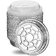 MontoPack 7” Round 40 Pack Aluminum Foil Pans with Clear Lids | Disposable Containers with Straight Walls for Storing, Baking, Meal Prep & Reheating | Freezer & Oven Safe, Recyclable