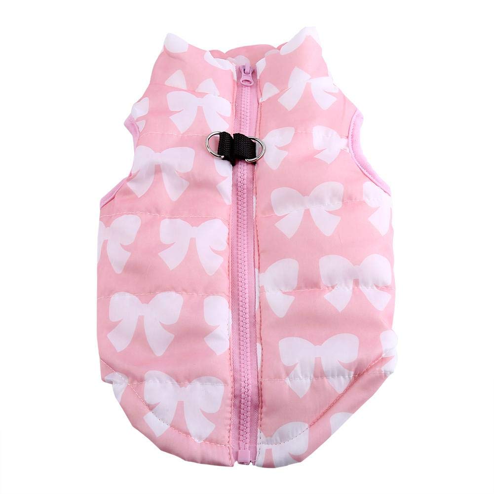 Pet Jacket Dog Vest Winter Camouflage Bowknot Fall Warm Cotton Cat Chihuahua Clothes Apparel Costumes(XS-Pink)