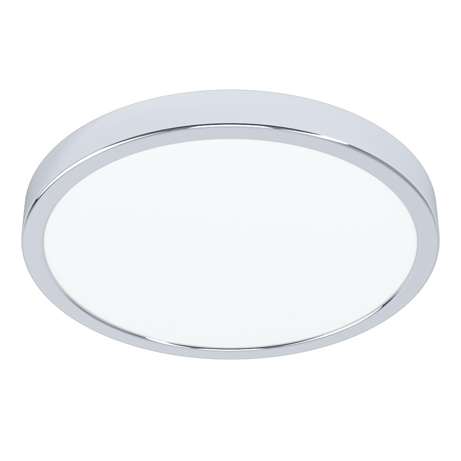 Eglo LED Flush Ceiling Light Fueva 5, Ø 11 inches, Round Bathroom Lighting Made of Metal in Chrome Colour and White Plastic, Neutral White lamp, IP44