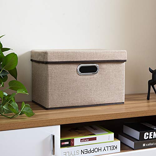 PRANDOM Collapsible Storage Cubes with Lids [3Pack] Jute Fabric