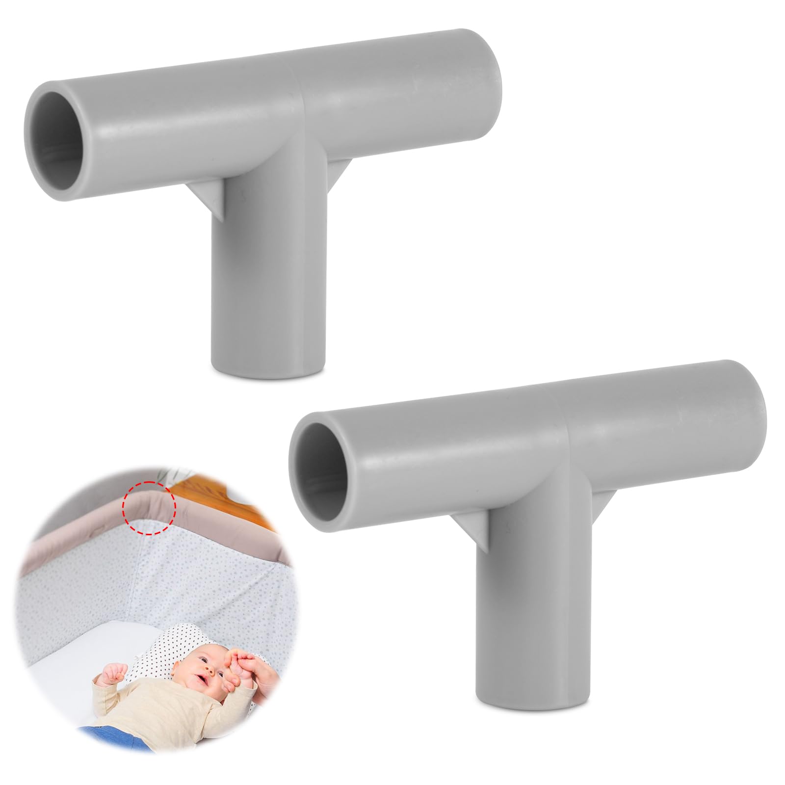 PEUTIER 2pcs Baby Playpen Parts T-Shaped Joints, 0.75 Inch Inner Diameter, Grey, PVC, Baby & Toddler, Unisex, Playpen Connectors, Children, Parents & Caregivers, 60118031